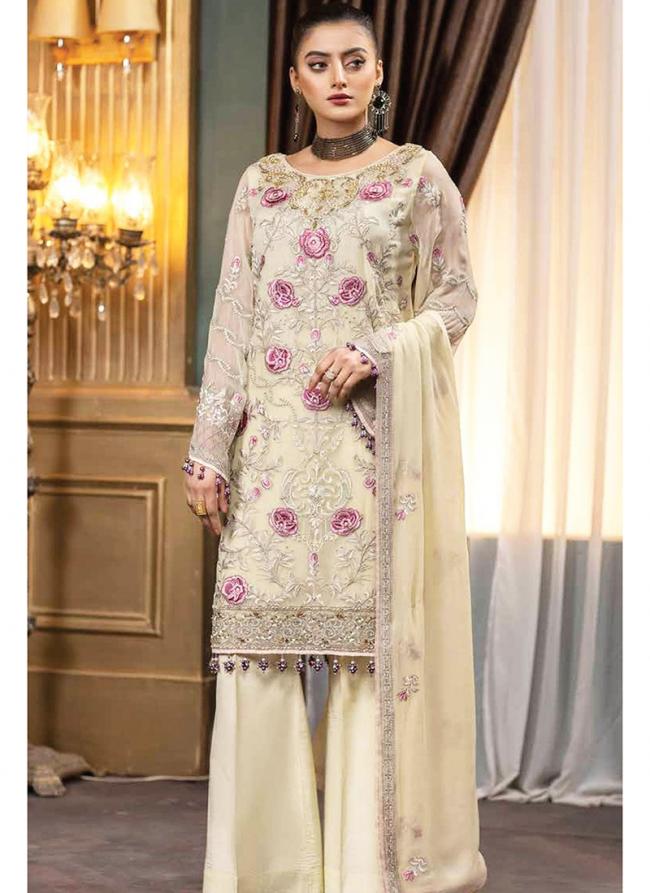 Faux Georgette Beige Traditional Wear Embroidery Work Pakistani Suit